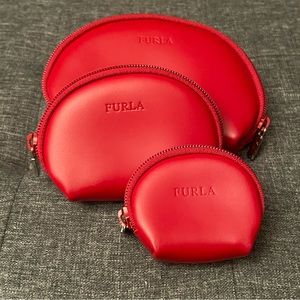 FURLA  3 Red “Nesting” Pouches! New!